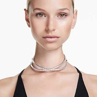 Hyperbola choker, Infinity, White, Rhodium plated by SWAROVSKI