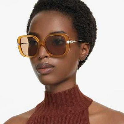 Sunglasses, Oversized, Square shape, SK6011, Brown by SWAROVSKI