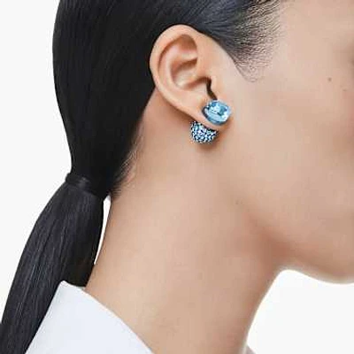 Lucent stud earrings, Pavé, Ball, Blue, Blue finish by SWAROVSKI