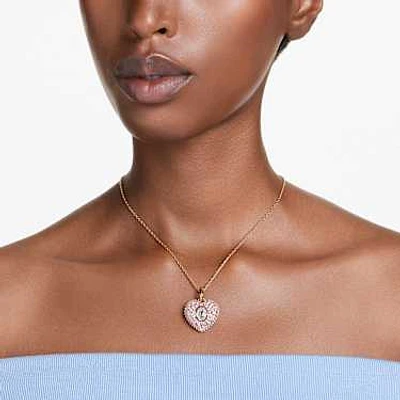Hyperbola pendant, Octagon cut, Crystal pearls, Heart, Pink, Gold-tone plated by SWAROVSKI