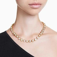 Imber Tennis necklace, Round cut, White, Gold-tone plated by SWAROVSKI