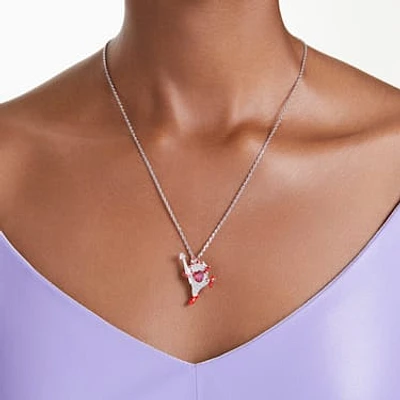 Alice in Wonderland pendant, Playing card, Red, Rhodium plated by SWAROVSKI
