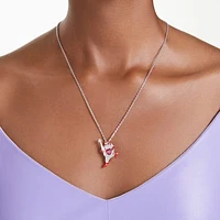 Alice in Wonderland pendant, Playing card, Red, Rhodium plated by SWAROVSKI