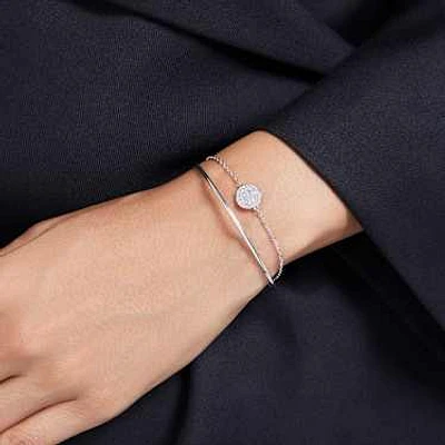 Sublima bangle, White, Rhodium plated by SWAROVSKI