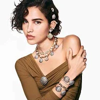 Idyllia necklace, Crystal pearls, Shell, White, Gold-tone plated by SWAROVSKI