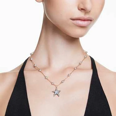 Idyllia pendant, Crystal pearls, Starfish, Multicolored, Gold-tone plated by SWAROVSKI