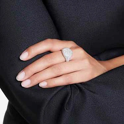 Sublima cocktail ring, White, Rhodium plated by SWAROVSKI