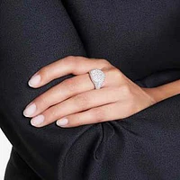 Sublima cocktail ring, White, Rhodium plated by SWAROVSKI