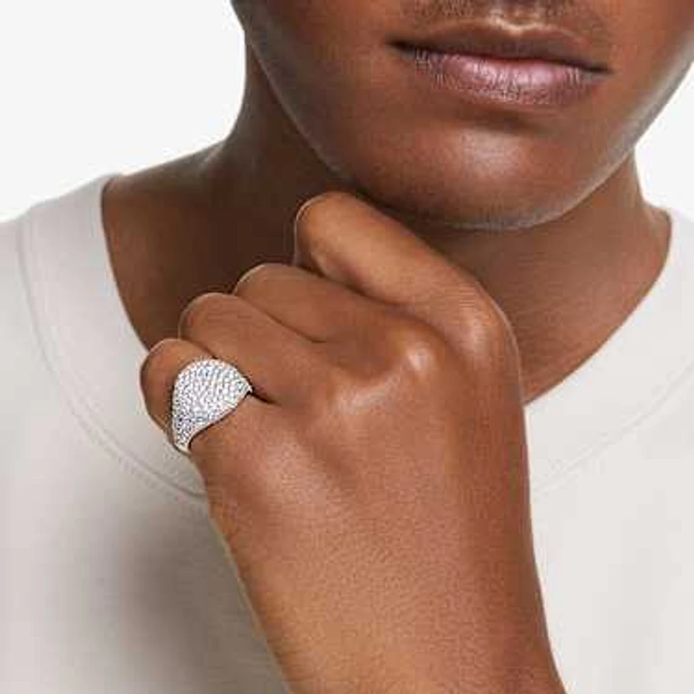 Sublima cocktail ring, White, Rhodium plated by SWAROVSKI