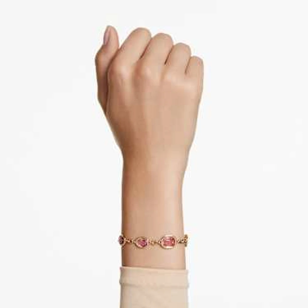 Imber bracelet, Octagon cut, Pink, Gold-tone plated by SWAROVSKI