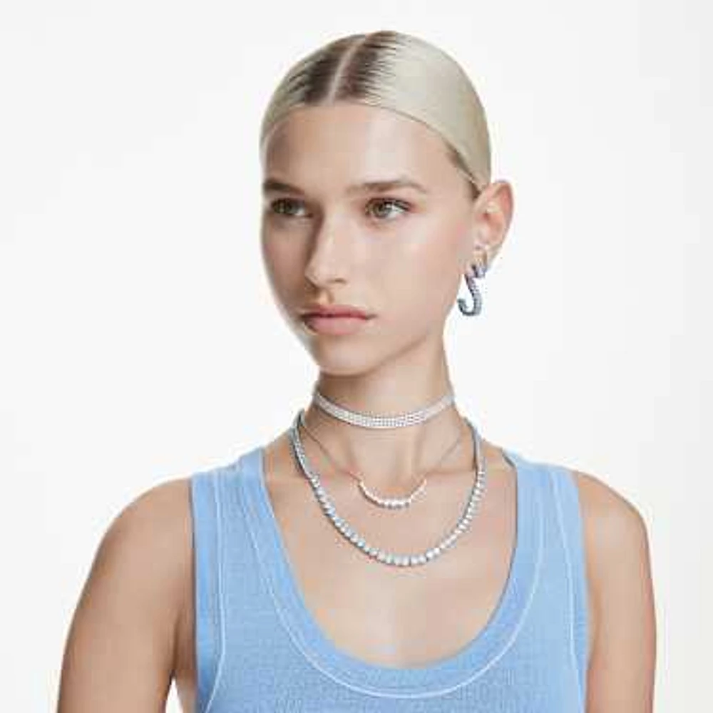 Matrix Tennis choker, Round cut, White, Rhodium plated by SWAROVSKI