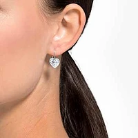 Bella drop earrings, Heart, White, Rhodium plated by SWAROVSKI