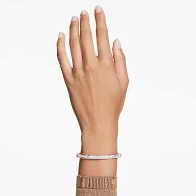 Sublima bangle, Snow pavé, White, Rose gold-tone plated by SWAROVSKI