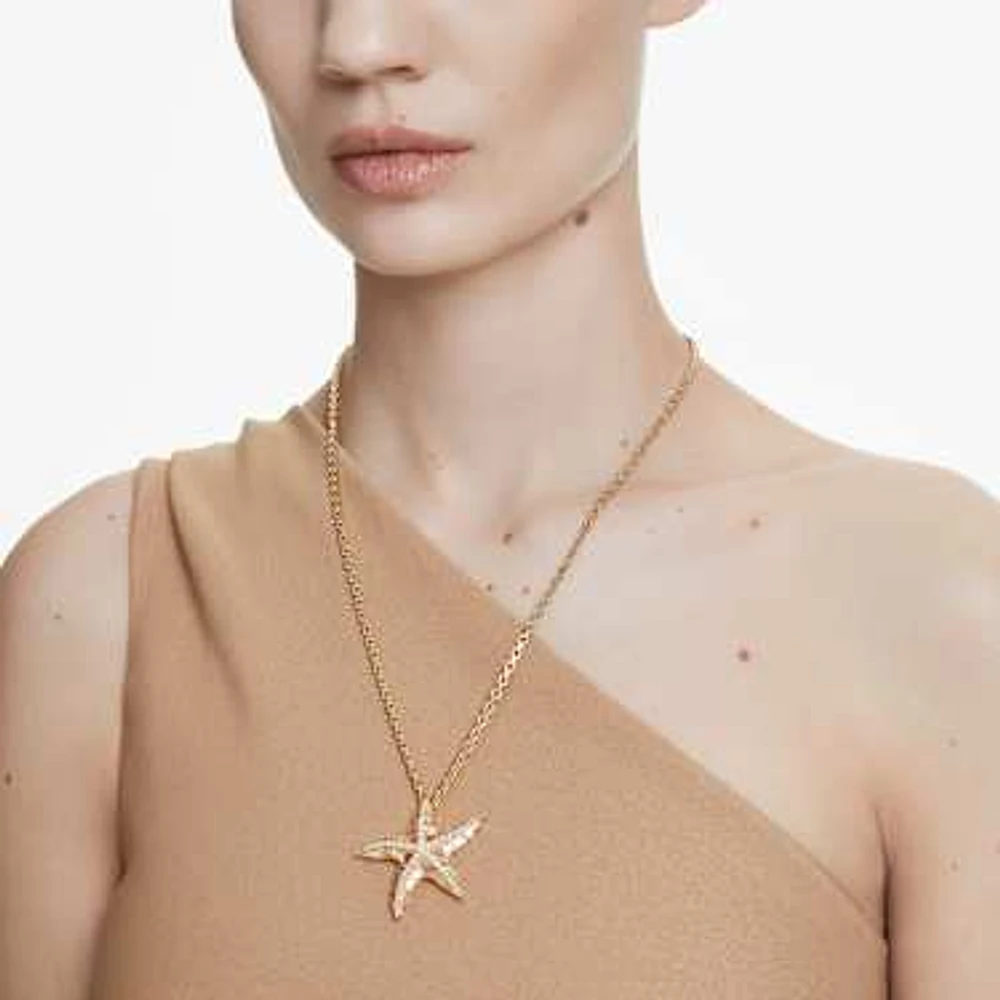 Idyllia pendant, Crystal pearls, Starfish, Gold tone, Gold-tone plated by SWAROVSKI