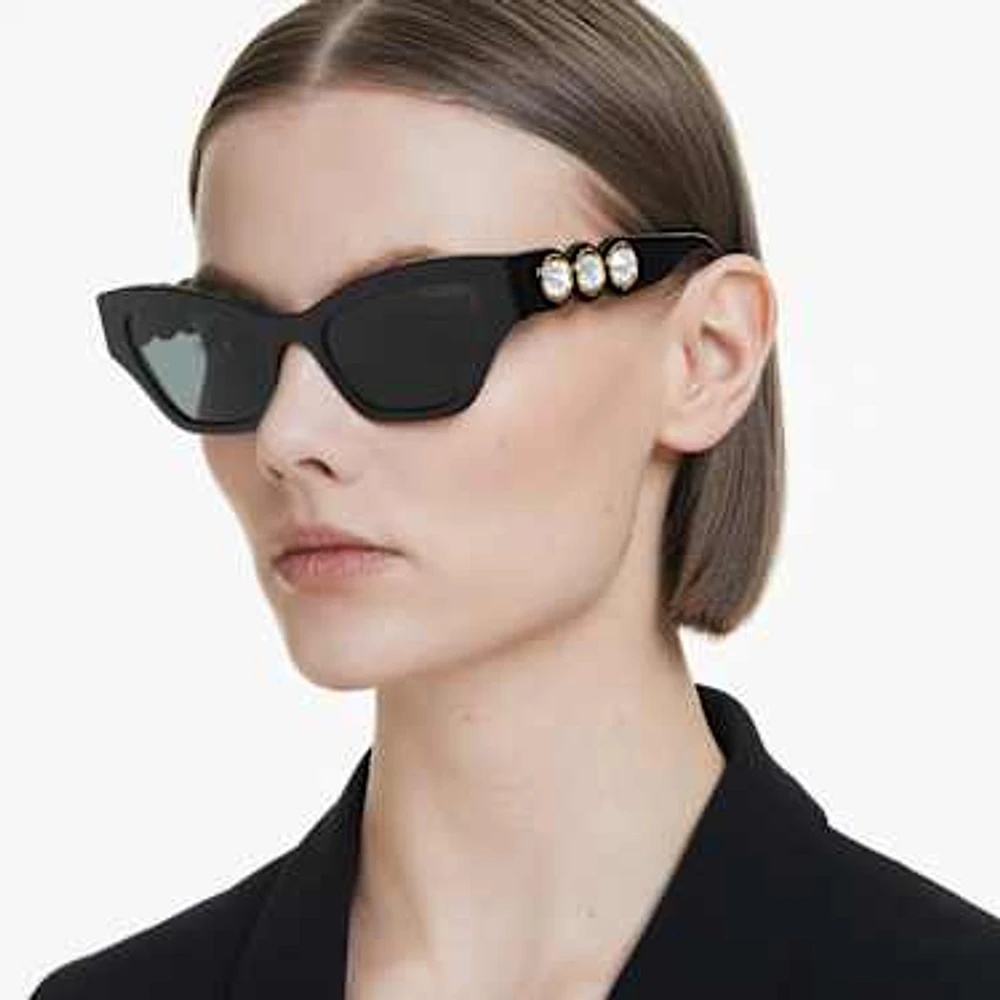 Sunglasses, Cat-Eye shape, Black by SWAROVSKI