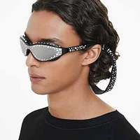 Sunglasses with strap, Swimming shape, Black by SWAROVSKI