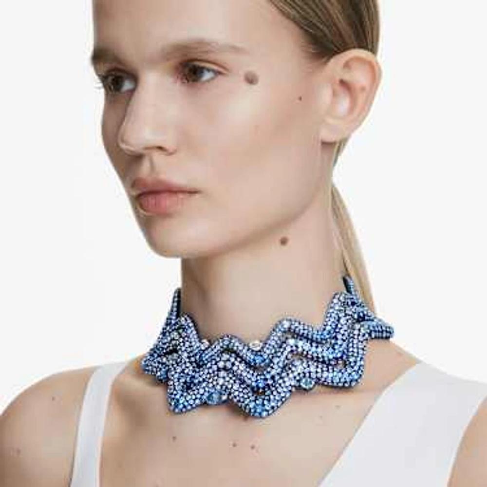 Sublima choker, Statement, Mixed cuts, Blue, Blue finish by SWAROVSKI