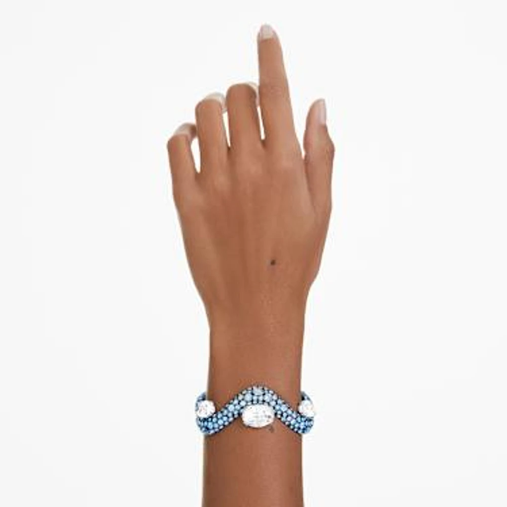 Sublima bangle, Mixed cuts, Blue, Blue finish by SWAROVSKI