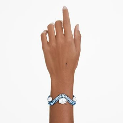 Sublima bangle, Mixed cuts, Blue, Blue finish by SWAROVSKI