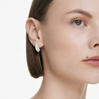 Sublima drop earrings, Crystal pearl, Round cut, Small, White, Rhodium plated by SWAROVSKI