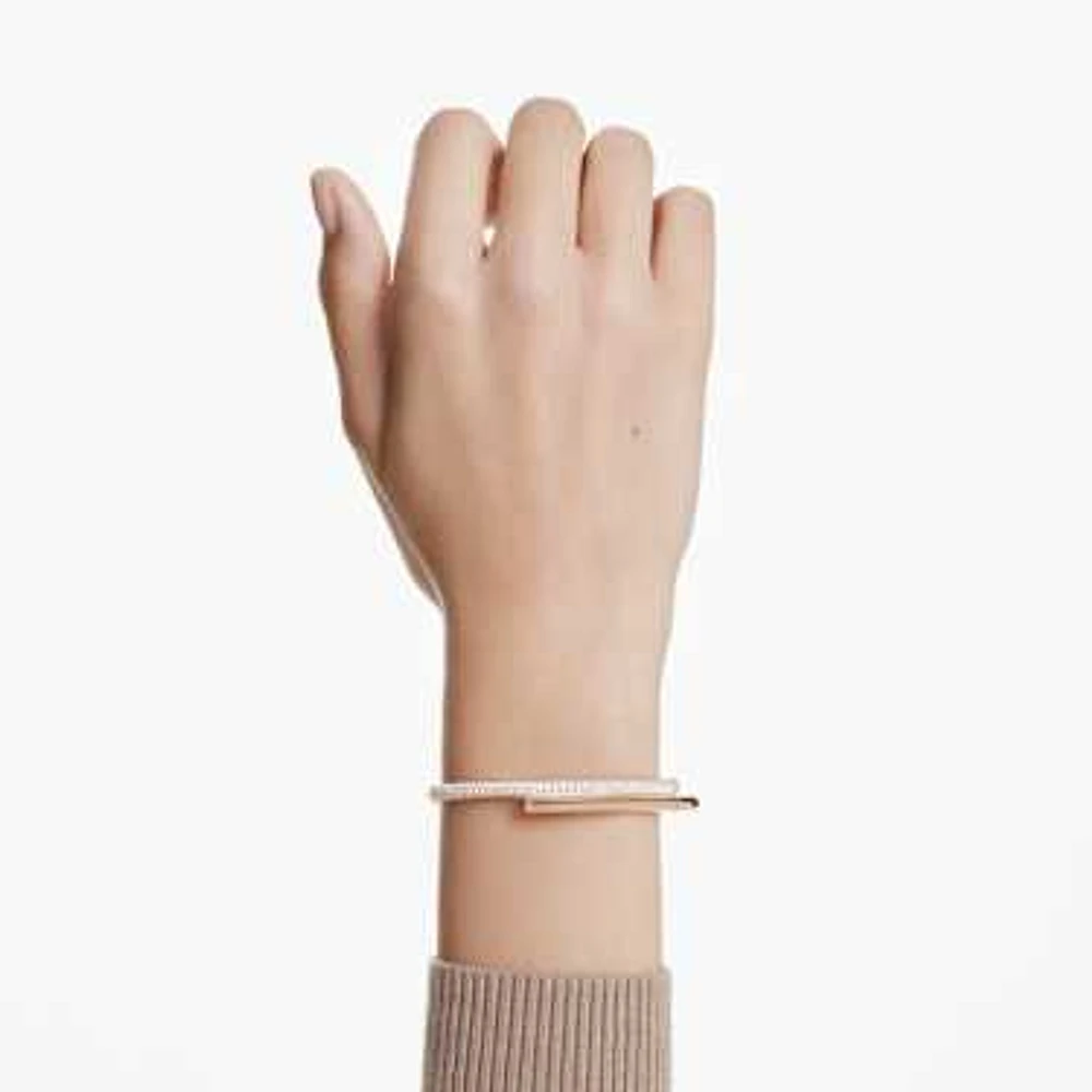 Dextera bangle, Magnetic closure, White, Rose gold-tone plated by SWAROVSKI