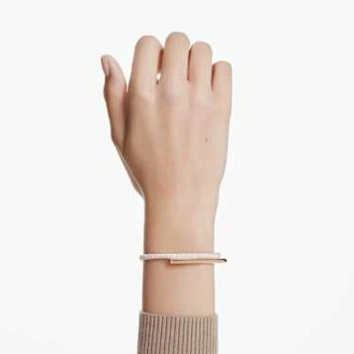 Dextera bangle, Magnetic closure, White, Rose gold-tone plated by SWAROVSKI