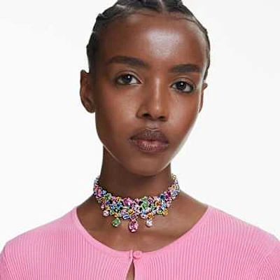 Gema choker, Mixed cuts, Multicoloured, Rhodium plated by SWAROVSKI