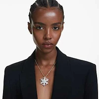 Idyllia pendant and brooch, Mixed cuts, Snowflake, White, Rhodium plated by SWAROVSKI
