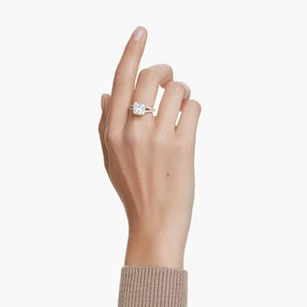 Stilla cocktail ring, Square cut, White, Gold-tone plated by SWAROVSKI