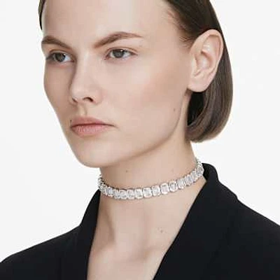 Millenia choker, Octagon cut, White, Rhodium plated by SWAROVSKI