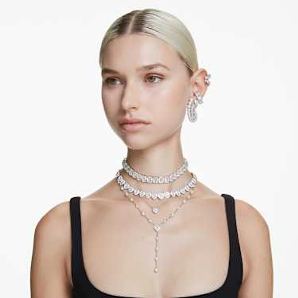 Millenia choker, Octagon cut, White, Rhodium plated by SWAROVSKI