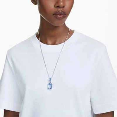 Millenia pendant, Octagon cut, Blue, Rhodium plated by SWAROVSKI
