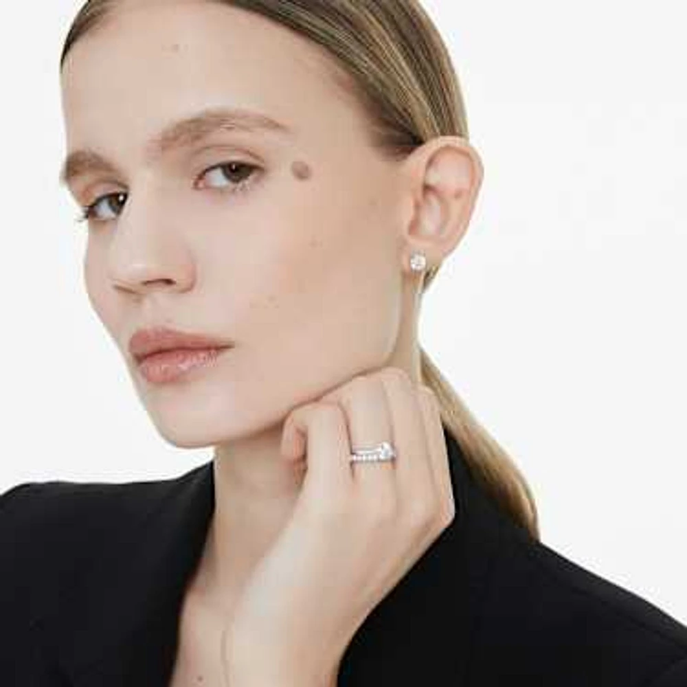 Eternity solitaire stud earrings, Lab-grown diamonds 1 ct tw, Round shape, 14K white gold by SWAROVSKI