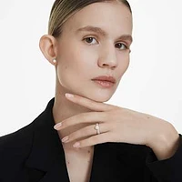 Eternity halo solitaire ring, Lab-grown diamonds 0.45 ct tw, Round shape, Sterling silver by SWAROVSKI