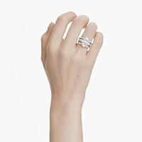 Hyperbola cocktail ring, Mixed cuts, White, Rhodium plated by SWAROVSKI