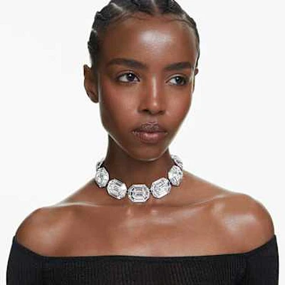Lucent choker, Octagon cut, White, Rhodium plated by SWAROVSKI
