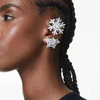 Idyllia ear cuff, Single, Mixed cuts, Snowflake, White, Rhodium plated by SWAROVSKI