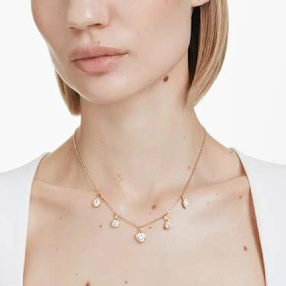 Imber necklace, Mixed cuts, White, Gold-tone plated by SWAROVSKI