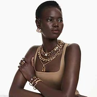 Imber Tennis necklace, Magnetic closure, Mixed cuts, White, Gold-tone plated by SWAROVSKI