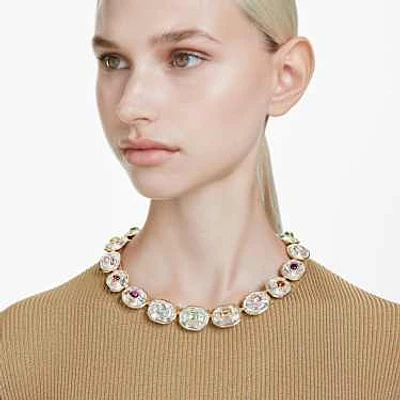 Chroma Tennis necklace, Octagon cut, Multicoloured, Gold-tone plated by SWAROVSKI