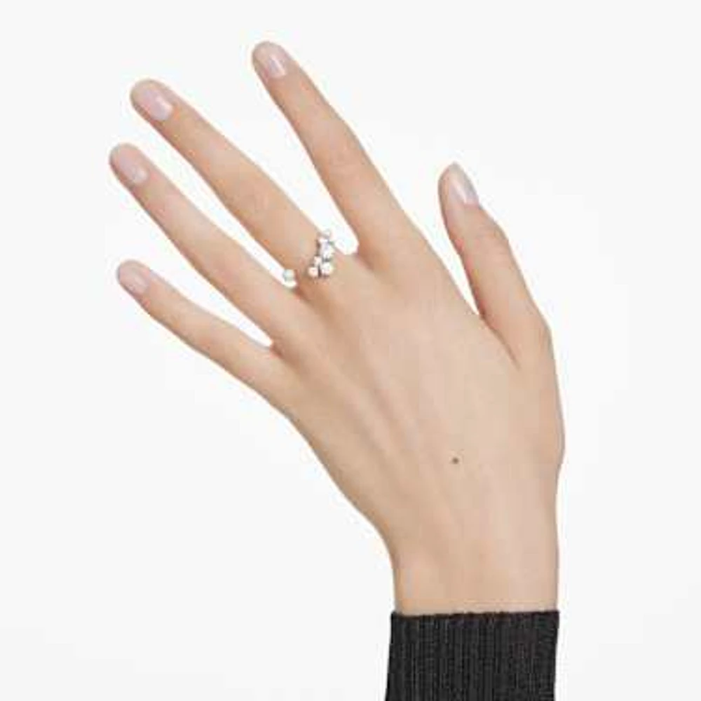 Constella open ring, Crystal pearl, Round cuts, White, Rhodium plated by SWAROVSKI