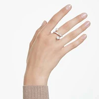 Matrix cocktail ring, Crystal pearl, Round cut, White, Rhodium plated by SWAROVSKI