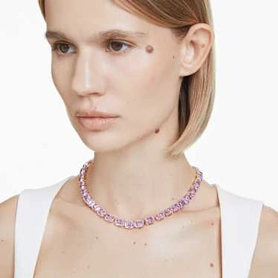 Millenia Tennis necklace, Octagon cut, Purple, Gold-tone plated by SWAROVSKI