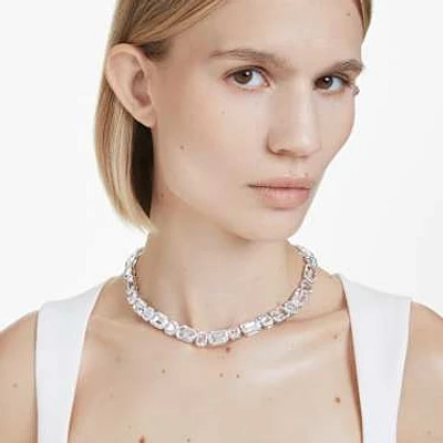 Millenia Tennis necklace, Octagon cut, White, Rhodium plated by SWAROVSKI