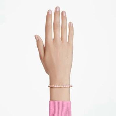 Matrix bangle, Baguette cut, Octagon shape, Pink, Gold-tone plated by SWAROVSKI