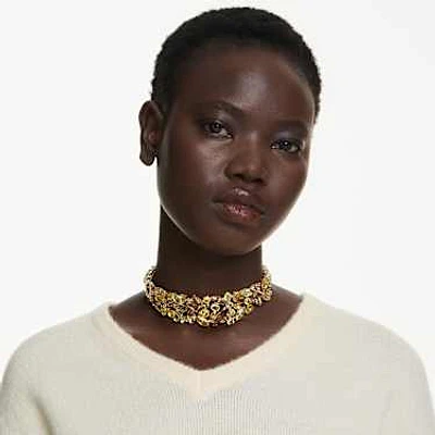 Gema choker, Mixed cuts, Yellow, Gold-tone plated by SWAROVSKI