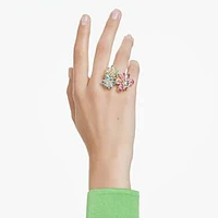 Idyllia ring, Mixed cuts, Flower, Multicoloured, Gold-tone plated by SWAROVSKI