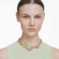 Idyllia necklace, Mixed cuts, Flower, Multicoloured, Gold-tone plated by SWAROVSKI