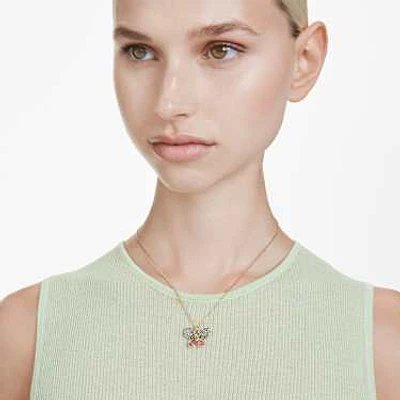 Idyllia pendant, Mixed cuts, Pavé, Butterfly, Multicolored, Gold-tone plated by SWAROVSKI