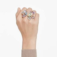 Idyllia ring, Mixed cuts, Pavé, Flower, Multicolored, Gold-tone plated by SWAROVSKI